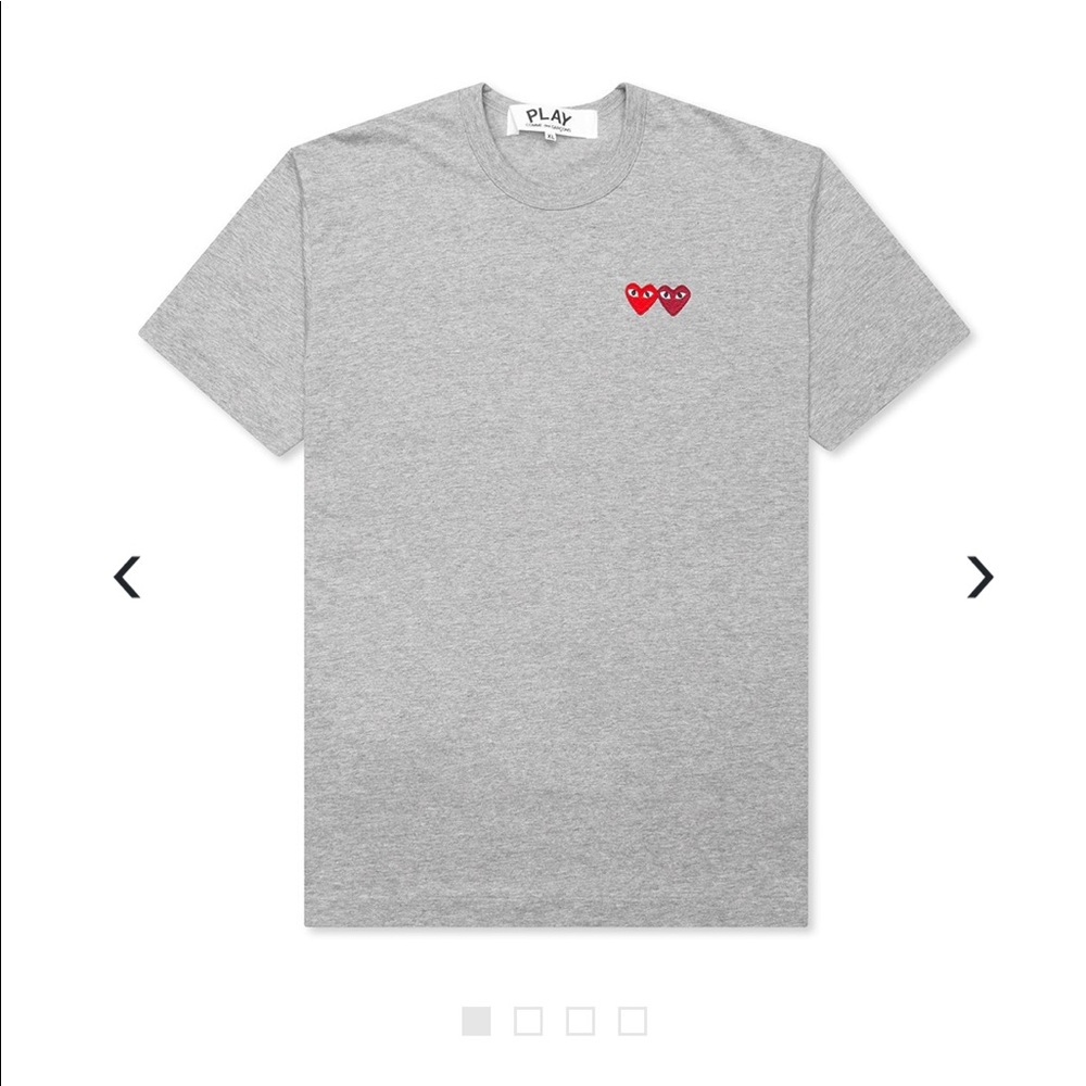 COMME DES GARCONS PLAY DOUBLE HEARTS T-SHIRT GREY